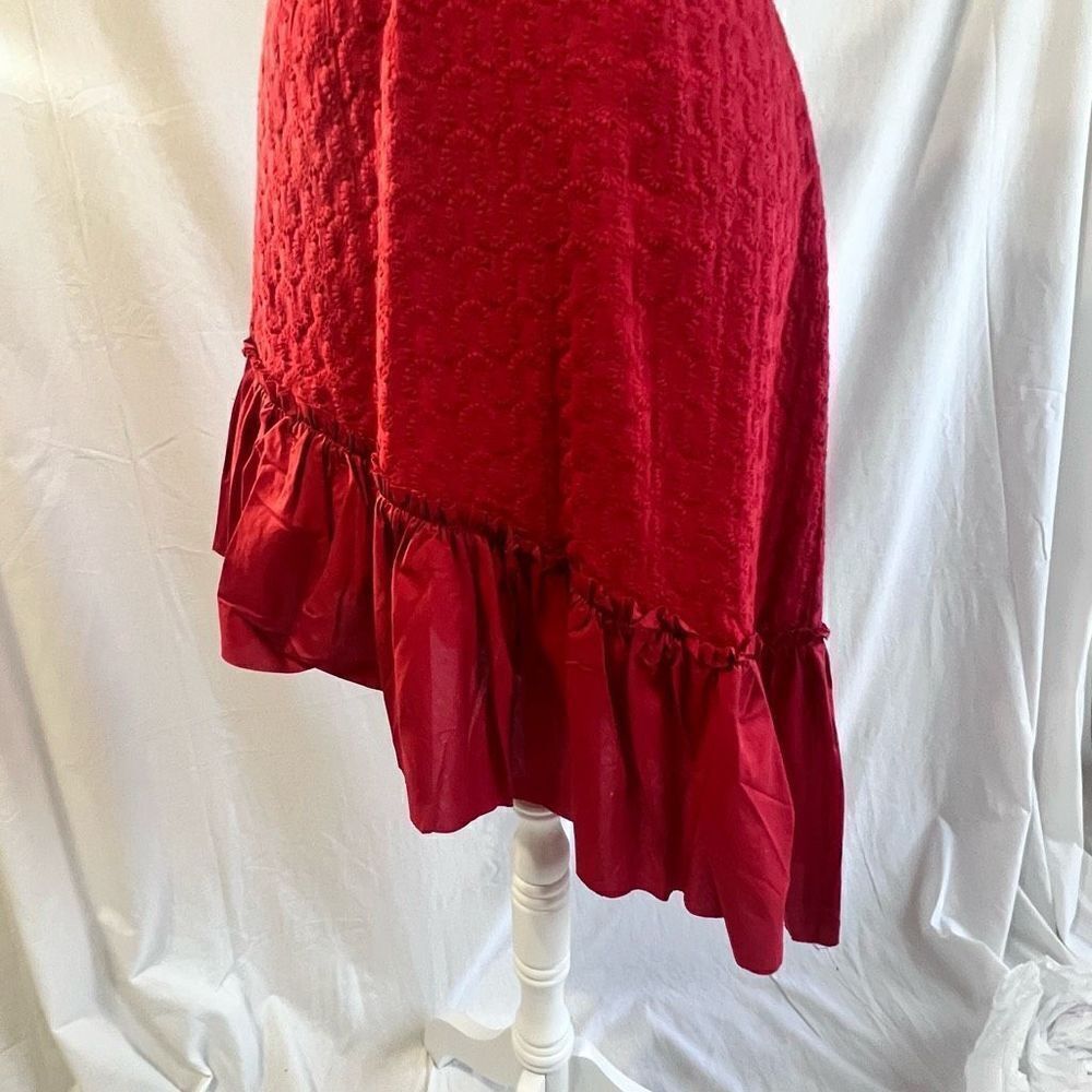 Finders Keepers Women's Red Asymmetrical Ruffled Collar Memento Dress Size Mediu - Picture 5 of 7